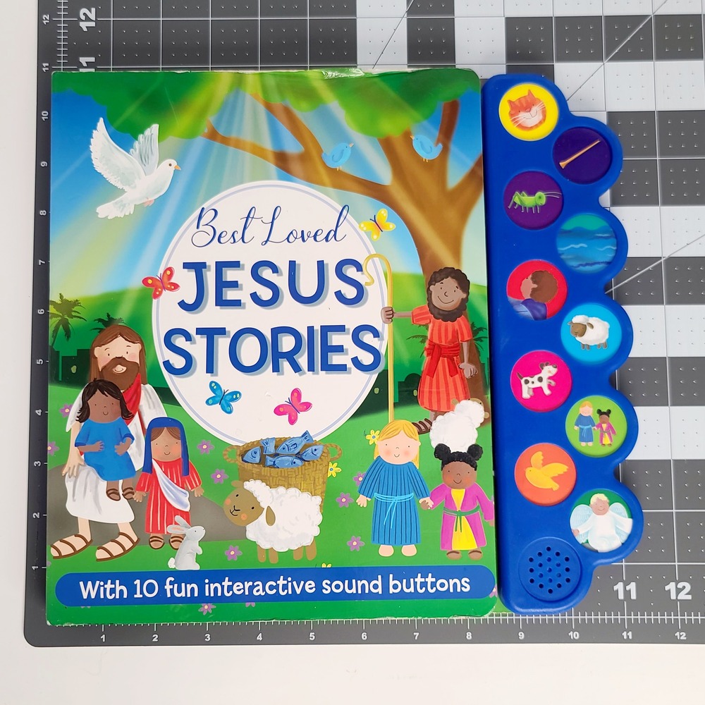 Page Publications Best Loved Jesus Stories SOUND Book Kids 10 Buttons Blue WORKS